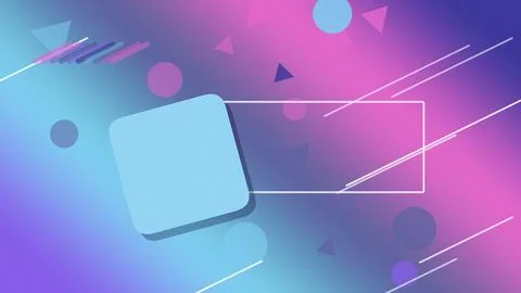A cyan rounded rectangle contrasts with a vivid pink and blue gradient, sur.. イラスト素材