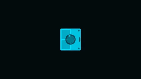 Cyan Safe Vault Unlock Open Flat Design Finance Animation 動画素材 342611086