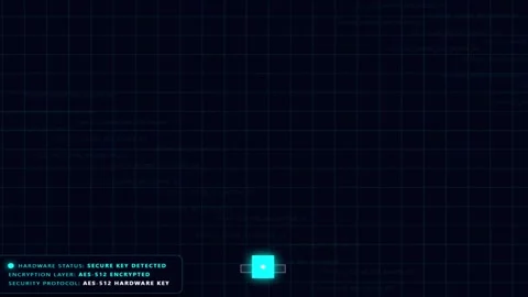 Cyan secure key detected and encryption layer animation with hardware statu.. Stock-Footage 343506967