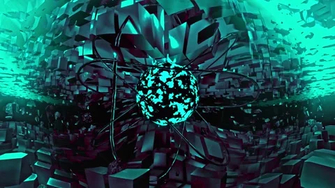 Cyan Shockwave Core Field 4K Seamless Sci-Fi VJ Loop Vídeos de archivo 338188937