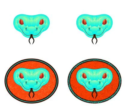 Cyan snake head, vector illustration of snake head Illustrazione stock