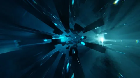 Cyan Spectacular Beautiful Sci-Fi Infinity Tunnel Background VJ Loop l 4K Stock Footage 296758820