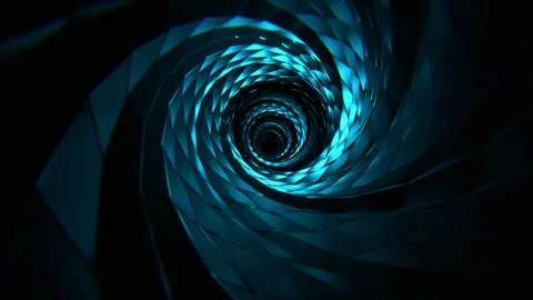 Cyan Spectacular Spiral Sci-Fi Tunnel Background VJ Loop l 4K Stock Footage 295878361
