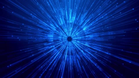 Cyan speed tunnel motion visual blue light rays, energetic radial streaks, Stock Footage 340479567