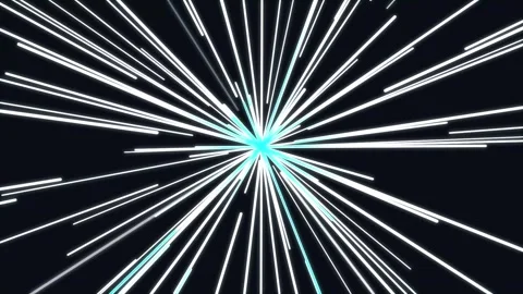 Cyan speedlines radiating from center on dark background Stock Footage 337608629