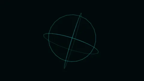 Cyan Sphere Rotating 3D Wireframe Seamless Loop Animated Dark Background Stock Footage 342620902