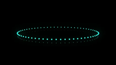 Cyan Spinning Dot Ring on Dark Background Seamless Loop, 4K Video stock 331228237