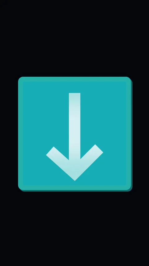 Cyan Square Icon with a White Downward Arrow and Subtle Shadow down arrow t.. Stock Footage 321726908