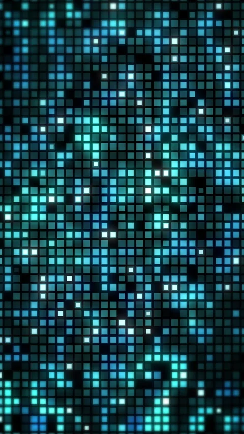 Cyan square pixel grid light effect Vertical video. Video stock 333133429