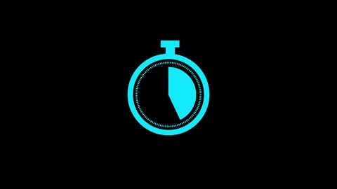 Cyan stopwatch animated with a black background and a dot matrix border a c.. Vídeo Stock 331571990