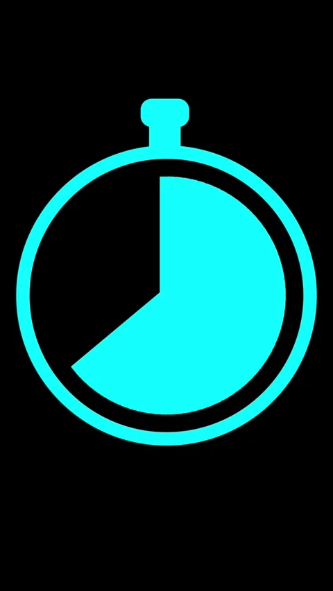 Cyan Stopwatch Icon with Segmented Circle and Button on Black Background ti.. Stock Footage 337462791