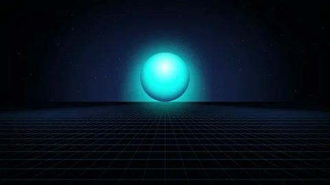 Cyan sun perspective grid seamless loop motion background Stock Footage 345182817