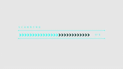 Cyan System Scan HUD Progress Bar Alpha Overlay Video stock 334592280