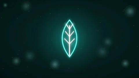 Cyan teal leaf neon animation Eco Motion Background Stock Footage 346228375