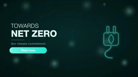Cyan teal towards net zero banner animation Eco Motion Background Stock Footage 346228419