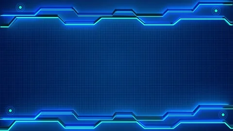 Cyan tech panel border visual blue grid area, glowing circuit edges, and modern Stock Footage 340524966
