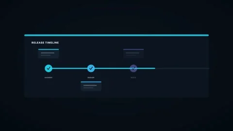 Cyan Timeline Milestones Dark Project View UI Animation Loop Stock Footage 342604271