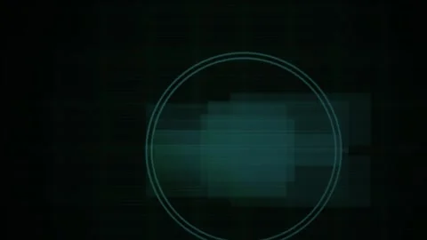 Cyan Transparent Rectangles Morph Through Circular Frame on Dark Grid Futur.. Video stock 343693540