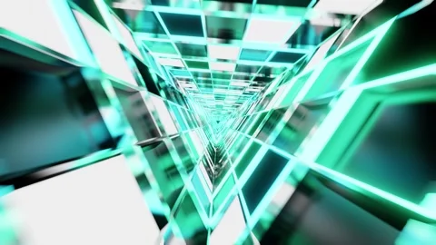 Cyan triangle VJ crystal loop background tunnel Stock Footage 245543680