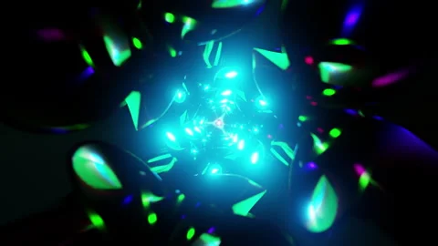 Cyan triangular core VJ loop with glossy bulbous forms and pulsing reflections Stock Footage 335035936