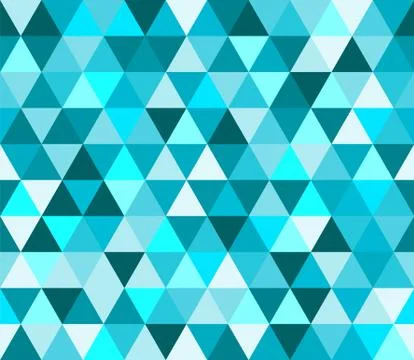 Cyan triangular seamless pattern. Geometric vector background. Polygonal mosa Stock Illustration
