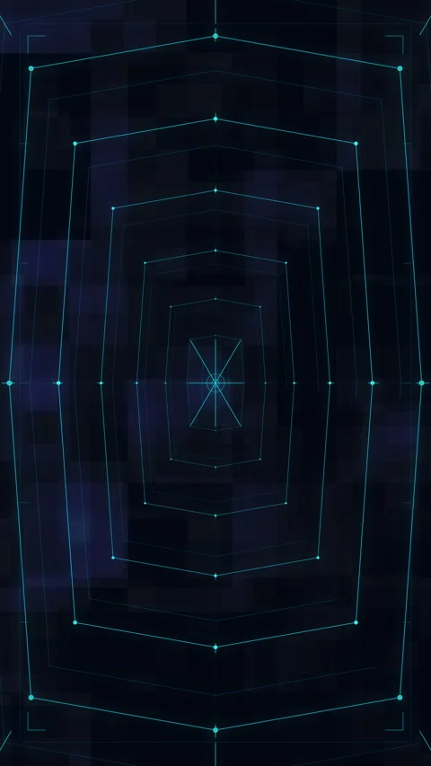 Cyan tunnel loop motion graphic with dark grid pattern texture Stock Footage 346644291