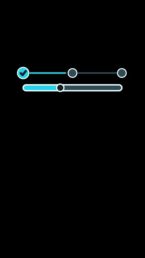 Cyan UI progress bar animation, vertical 9:16, black background Stock Footage 346888307