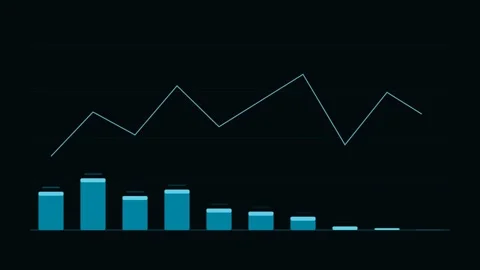 Cyan Vertical Bar Chart Rise Animation Loop Background Video stock 342611856