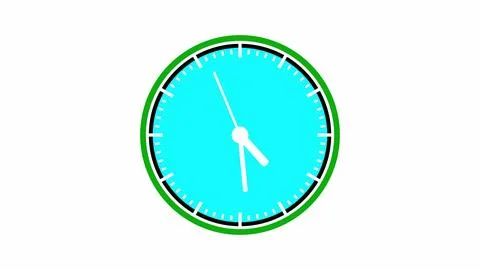 Cyan wall clock icon with simple design isolated on white background. Stock Illustration