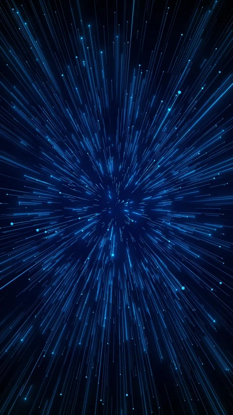 Cyan warp streak motion background high speed lines, glowing dots, and dark spac Stock Footage 340412650