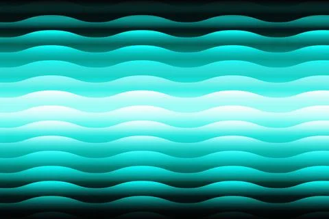 Cyan Wave Glow. Horizontal Abstract Gradient Pattern with Bright Center Stock Illustration