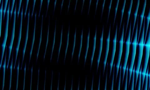 Cyan wave lines abstract background glowing neon cyan highlights on black field Stock Illustration