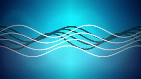 Cyan wave lines flow horizontally in a seamless loop Stock Footage 342519134
