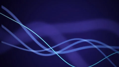 Cyan wave lines flow over deep purple in a seamless loop Stock Footage 341401715