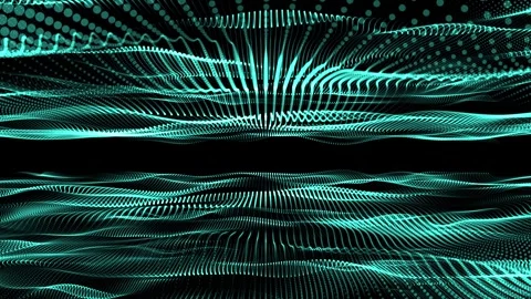 Cyan waves, dots, and lines on black background. Stock Footage 285947552