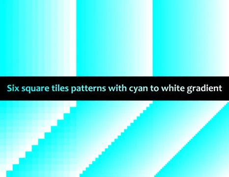 Cyan to white gradient in square tiles, seamless vector pattern, monochromatic Stock Illustration