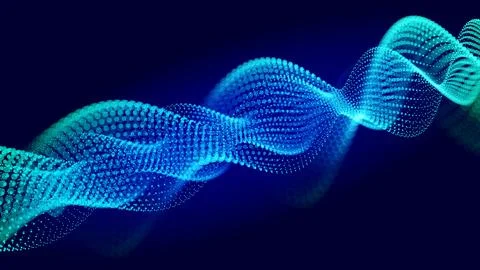 Cyan Wire Mesh Wave on Dark Navy Vector Stock-Illustration