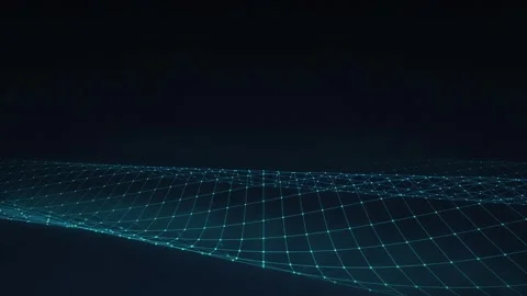 Cyan wireframe mesh wave seamless loop motion background Stock Footage 344799321