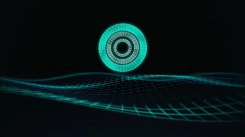 Cyan wireframe torus rotating seamless loop motion background Stock Footage 344972035