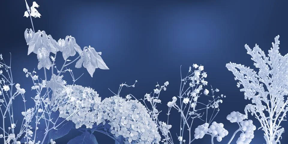 Cyanotype botanical pattern with bleach effect Illustrazione stock