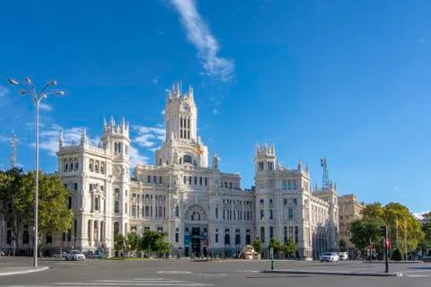 Cybele's Square and Central Post Office  in Madrid Stock Photos
