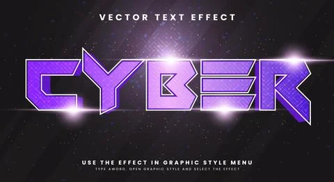 Cyber 3D editable text effect Template Stock Illustration