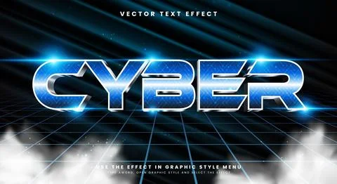 Cyber 3D editable text effect Template Stock Illustration
