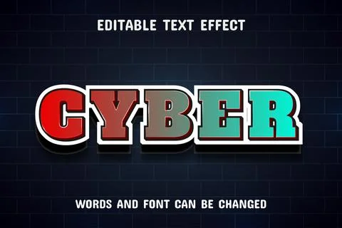Cyber 3d text effect Stock Illustration