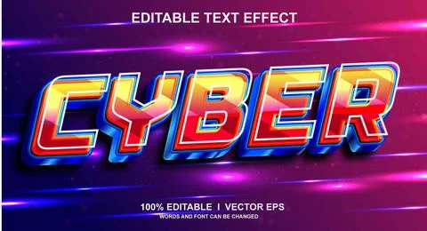 Cyber 3d vector text effect with modern style design Stock Illustration