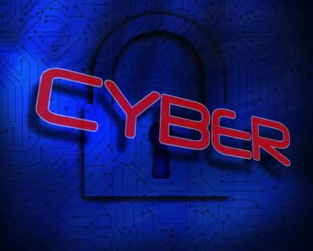 Cyber against lock on digital background Illustrazione stock