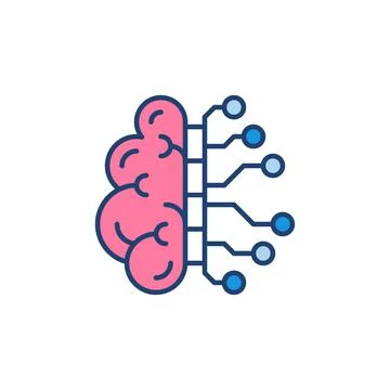 Cyber AI Brain vector concept colored modern icon 스톡 일러스트