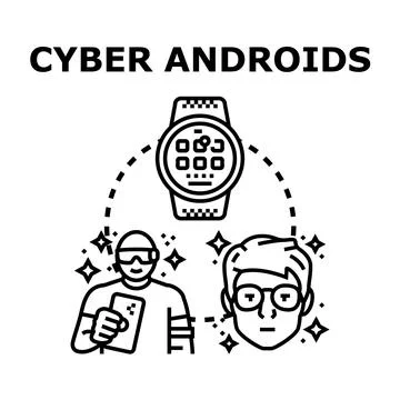 Cyber androids futuristic technology vector illustration Stock Illustration