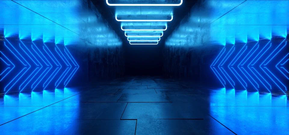 Cyber Arrow Shaped Path Track Sci Fi Futuristic  Modern Retro Neon Glowing Bl イラスト素材