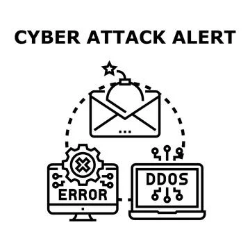 Cyber attack alert detecting data security breach Stock Illustration